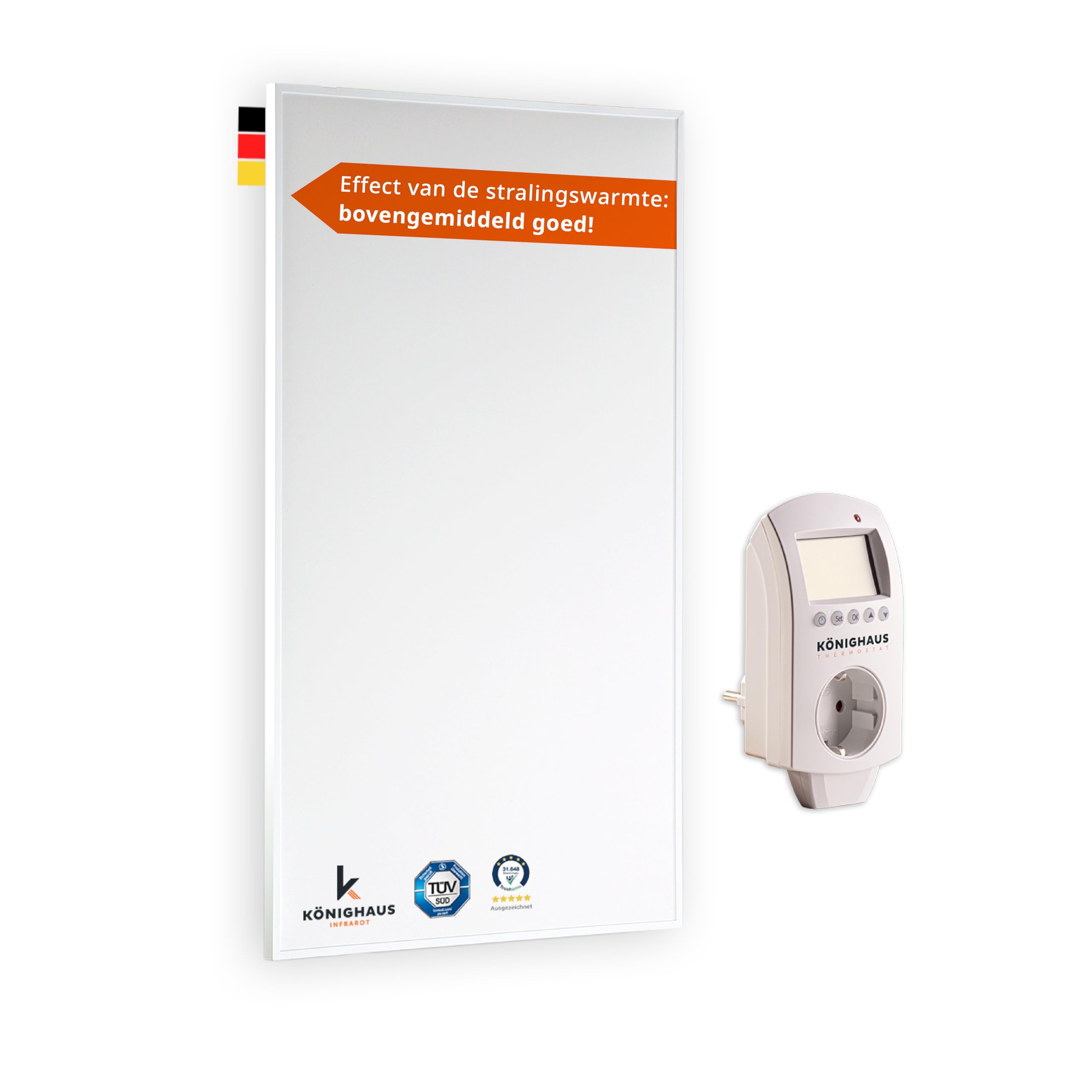 Könighaus infraroodverwarming met fotomotief - 1000 Watt smart thermostaat & Könighaus app - Energiebesparende infrarood wandverwarming met opdruk - Wit frame (06. Uitzicht Noorwegen