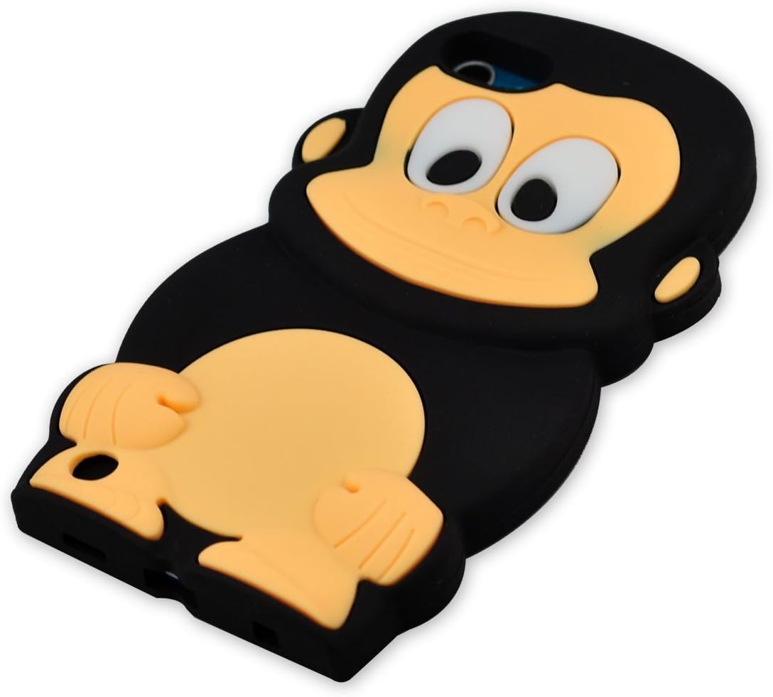 FJX New Cute Lovely 3D Cartoon Monkey Soft Silicone Case Cover for Ipod Touch 5/5g/5th (Black)