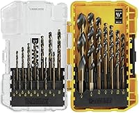 DEWALT 21-Piece Black Oxide Drill Bit Set - 135° Split Point, 31° Helix for Metal, Wood, Plastic (DWA1181)