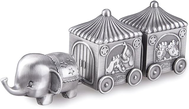 Feyarl First Curl and Tooth Elephant Keepsake Box Fairy Teeth Box for boy girls Christmas Birthday Kids Shower Christening Gift
