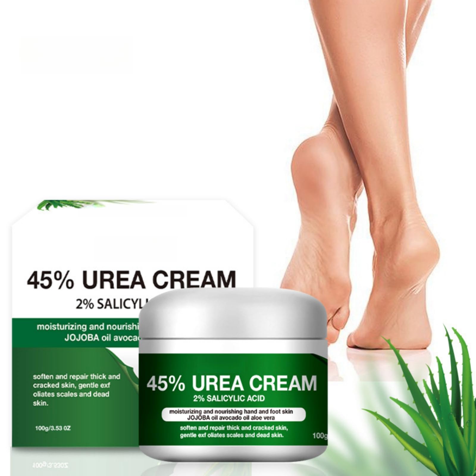HONPOLO Aloe Vera Hand & Foot Care Cream 100g Deep Moisturizing Foot & Hand Cream for Dry Cracked Skin Repair, Exfoliation of Dead Skin, Hydration for Soft Skin, Nourishes & Protects Against Cracking