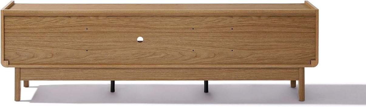 LuxenHome 70 TV Stand, Mid Century Modern Media TV Console for 65/70/75 Inch TVs, Wood Low Profile Cabinet with Storage, Credenza Television Stand Entertainment Center Living Room Entryway