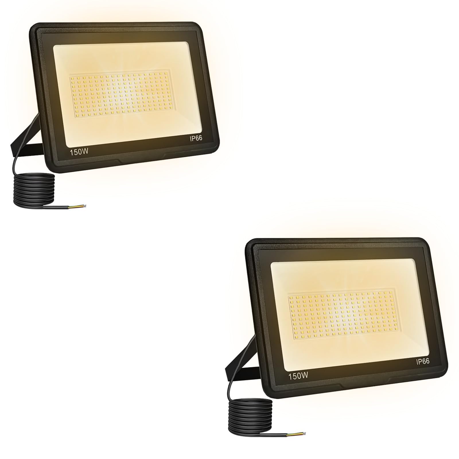 2pcs 200W Outdoor LED Spotlight, 20000LM 3000K Warm White Spotlights