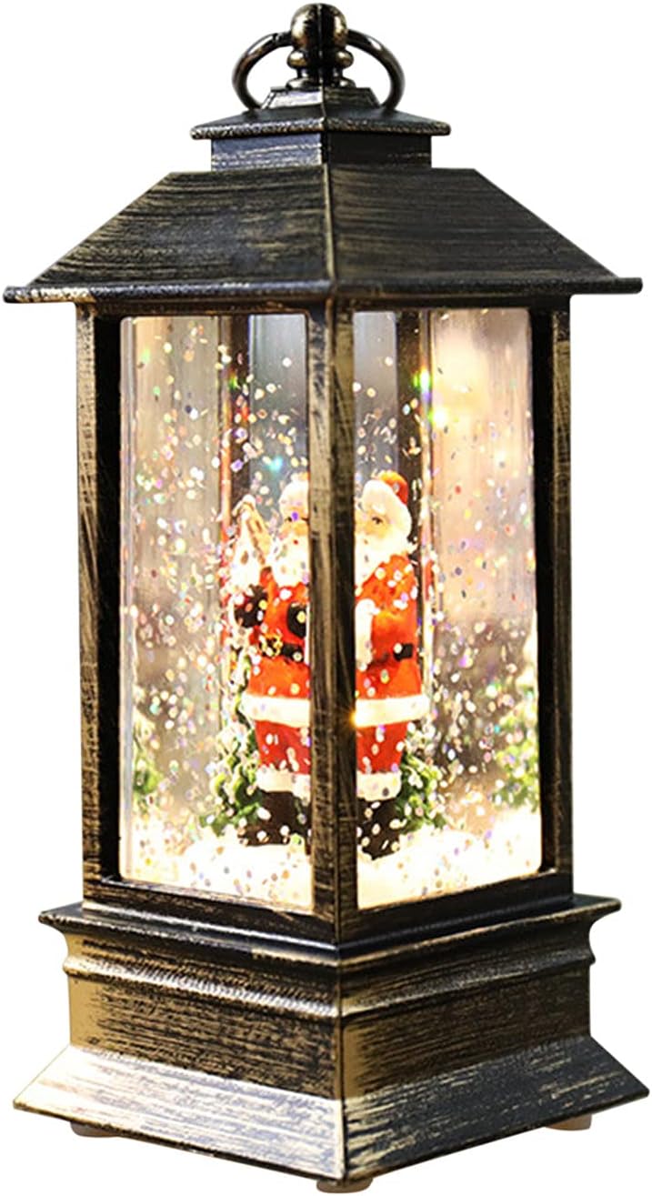 VANLOFE Christmas Snow Globes Lantern Water Glittering Lighted Snow