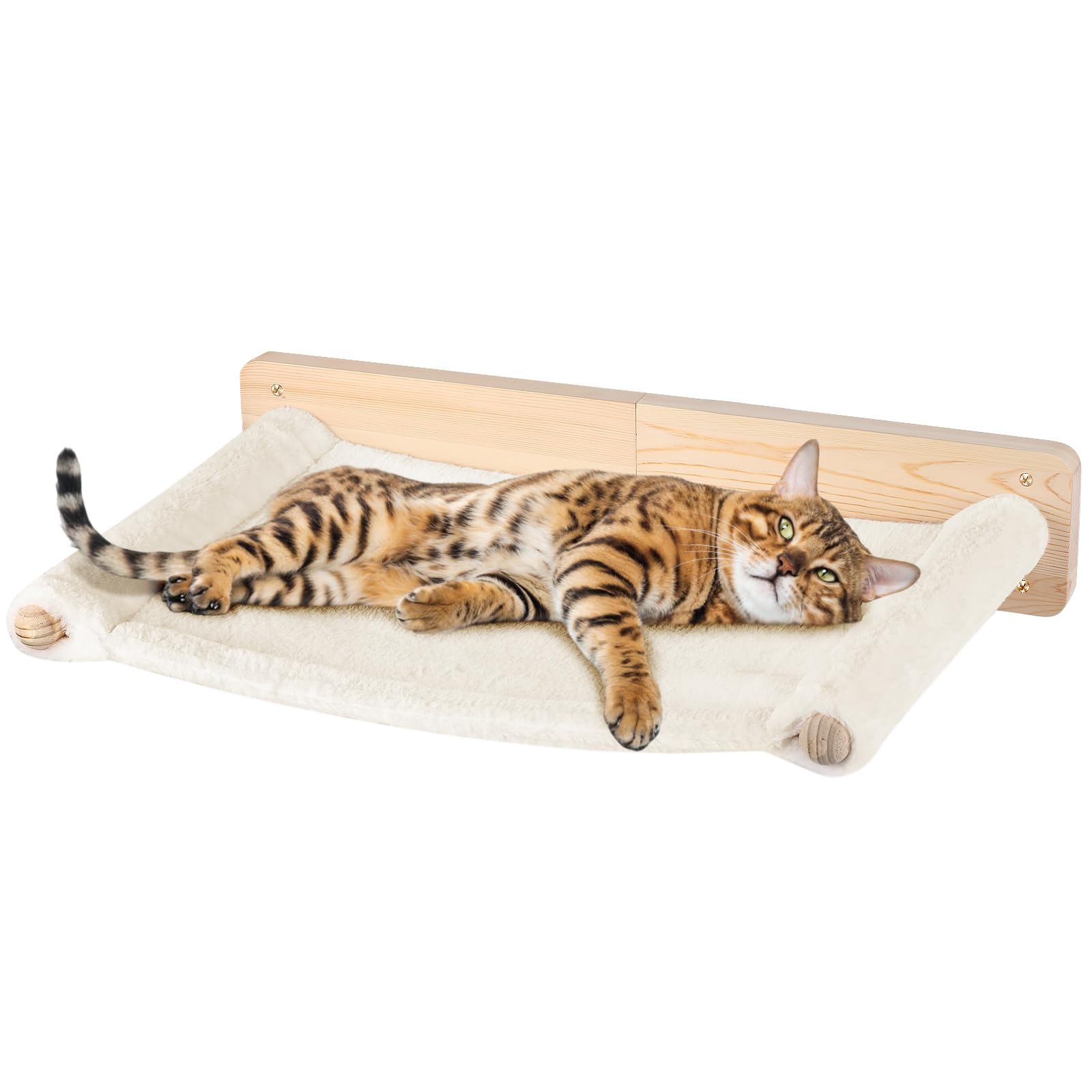 Hamaca Gato Ventana. Hamaca Gato de Madera Plegable - Cama Gato Ventana- Hamaca para Gatos Cama Ventana para Gatos-61 * 40 * 15cm-Blanco