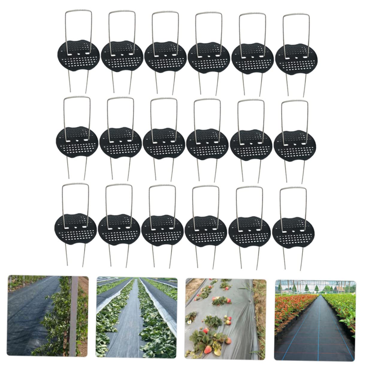 Piquets de Jardinage en U Galvanisé 50 Pièces pour Membrane de Jardin Noir