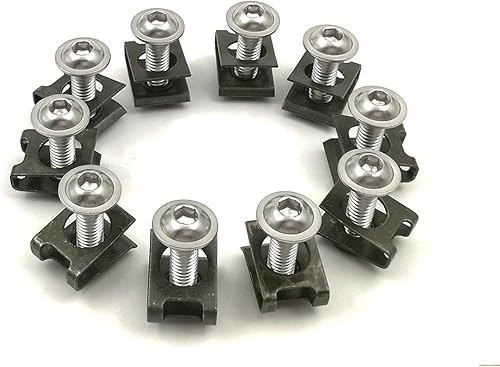 TCHAU Kits de carrocería 10 piezas de pernos de trabajo de carenado de 0.236 pulgadas, clips de sujeción M6, tornillos de resorte, tuercas para