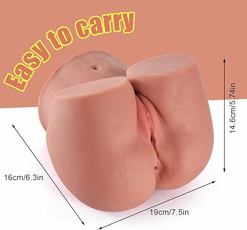 Miniatura 2 de 6.1 LB Brown Male Masturbator,Big Butt Pocket Pussy with Vagina Anal Sex Stroker, Lifelike Skin Sex Toy for Men