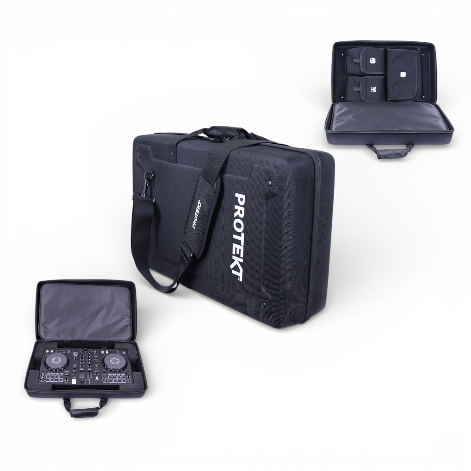Protekt Borsa per Pioneer DDJ-FLX4 con tasche interne BFLX4IP DJ custodia rigida per controller Pioneer DJ, tasche per laptop, cuffie, cavi, Nero , 60 x 38 x 17 cm, Borsa per controller DJ
