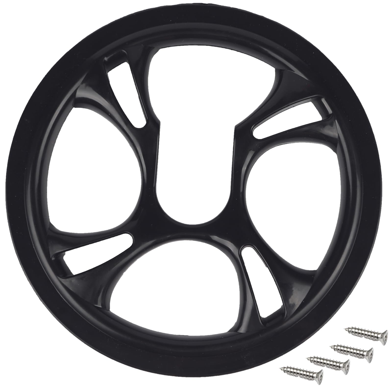 48Teeth 4-Bolt Bicycle Chain Guard, PC Plastic Bash Guard for Mountain Bike, Fits 4.72in Adjacent Hole Spacing, Prevents Grease & Protects Pants, Includes 4 Screws (Black)