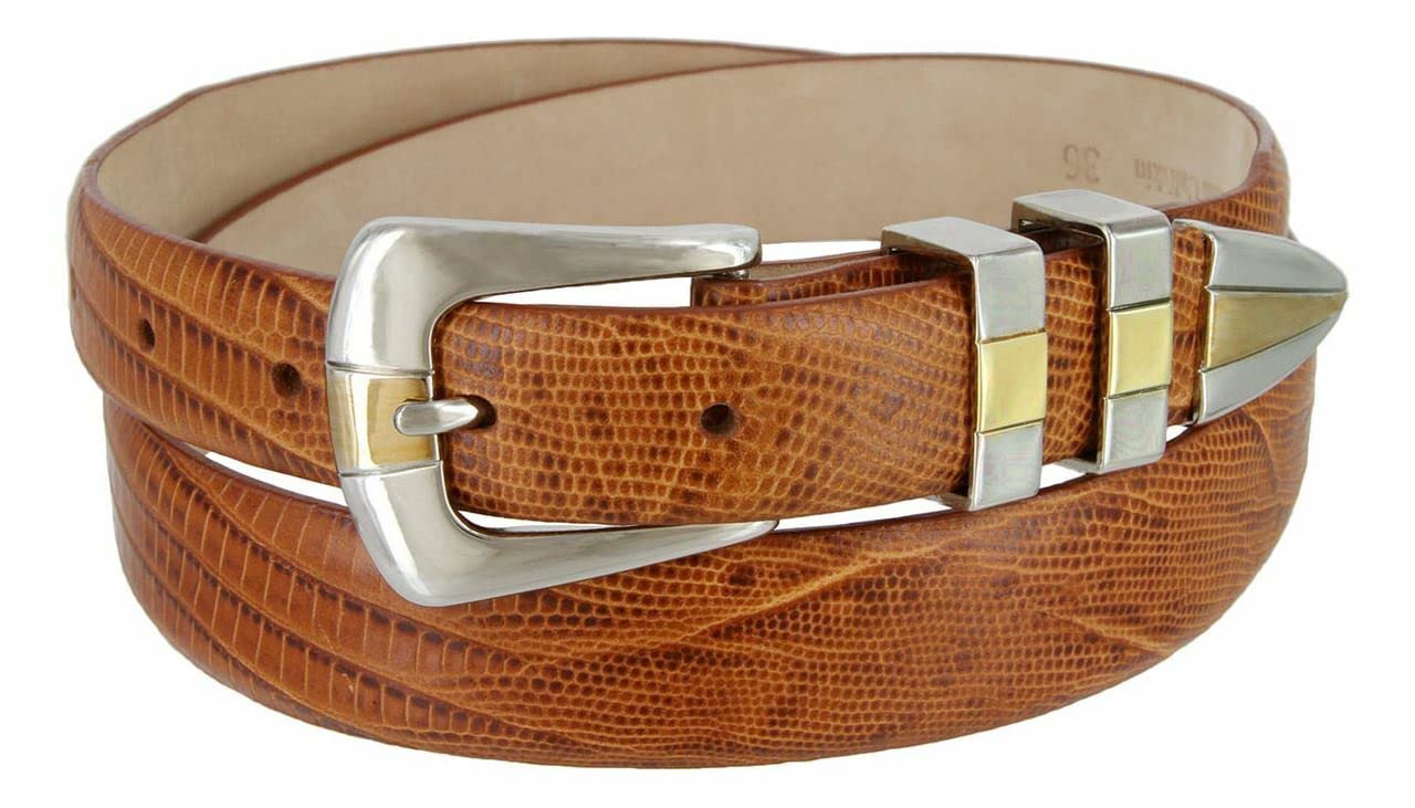 S6096 Genuine Full-Grain Cowhide Leather Designer Dress Belt 1-1/8"(30mm) taper down to 1"(25mm) wide