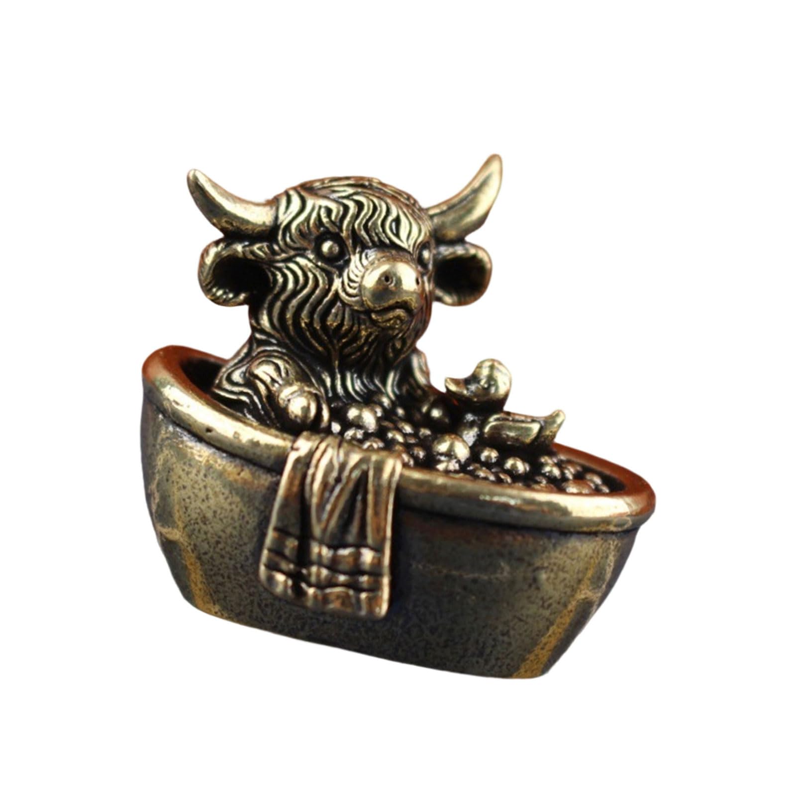 Zbiianxer B Miniature Rass Cow Model Exquisite Home Decorative Ornament Desktop Entryway Lucky Decoration For Shelf Desk Art Rass Cow Figurine Unique Home Decoration Ornament Small Athroom Decorative Sculpture