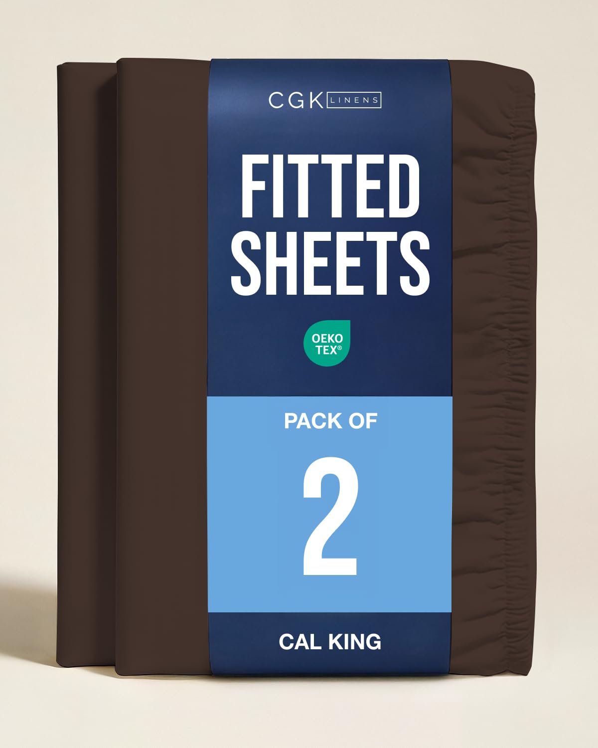 Cal King Fitted Sheet - Pack of 2 Single Fitted Bottom Sheet Only - Brown