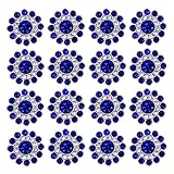 50 pcs Rhinestone Embellishments Crystal Decoration Brooch Button Flatback DIY Craft for Flower Headband Dress Accessory 14mm (Blue)