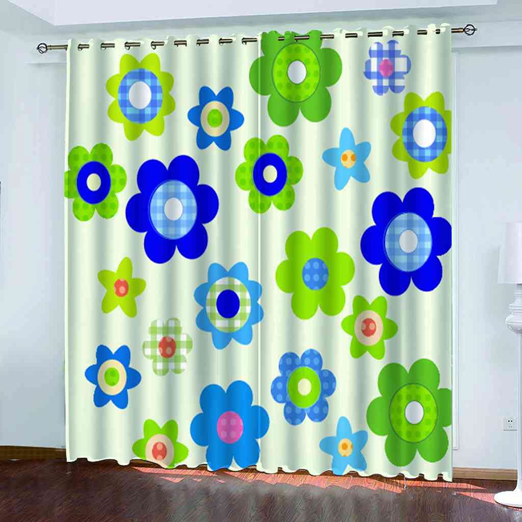 Rideau thermique et phonique à oeillets fleurs bleues 264x160cm