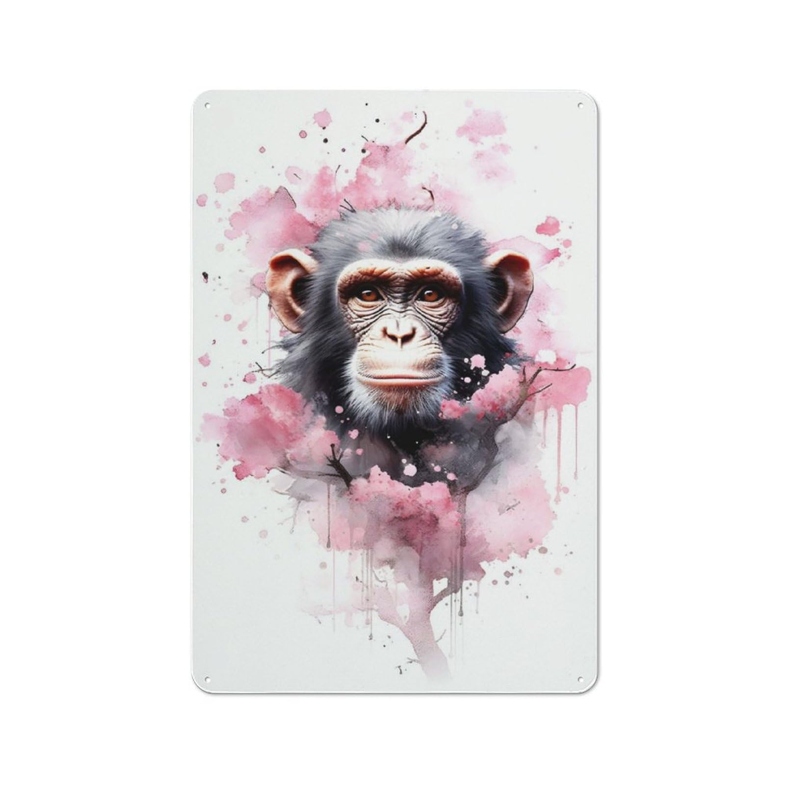 Junmoney Chimpanzee Cottage Style Metal Wall Decor 30X20cm, Farmhouse Metal Sign For Kitchen, Cottage, Porch Or Garden Room