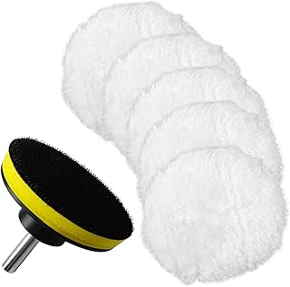 7 Piece 3 Inch Wool Buffing Pad, Drill Buffer Connecting M10 Drill Adapter, Buffing