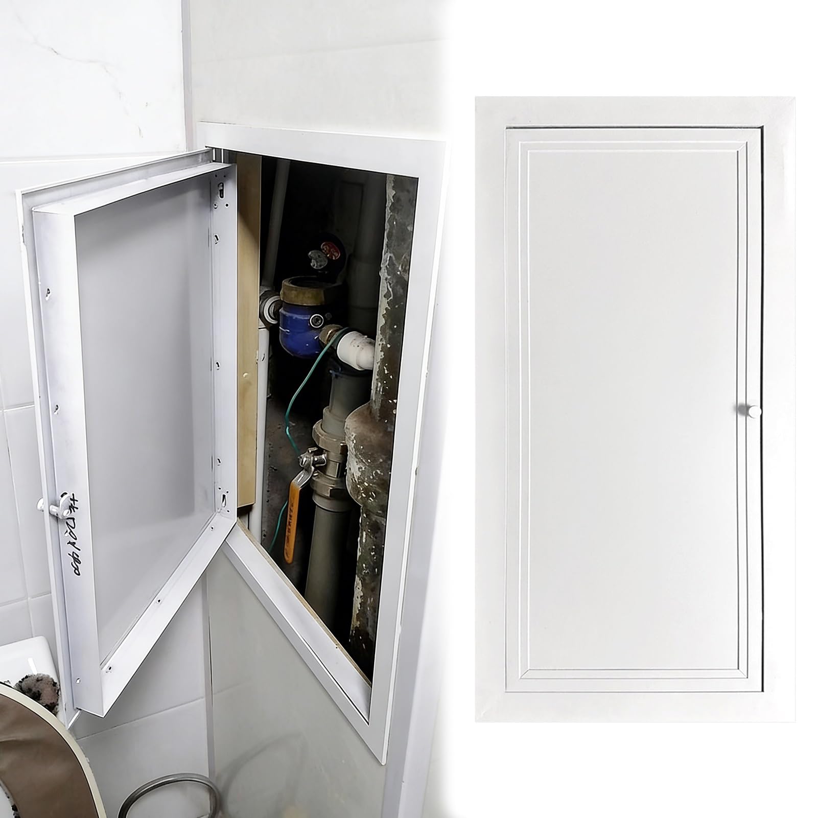 Lonmrrton One Color Plumbing Access Panel For Drywall 24"X20"/24"X28"/24"X36", White Aluminum Frame Access Door Wall Ceiling Conceals Wires, Flush Mount Inspection Hatch For Outdoor/Indoor(24X24in/61X61cm)