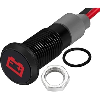 RUNCCI-YUN 12V/24V runde Metall wasserdichte Signalleuchte LED Kontrollleuchte8mm Plattenmontage DC LED kontrollleuchteDash Warnlicht Kontrollleuchte mit 26 AWG 150 mm Rot [Energieklasse A]