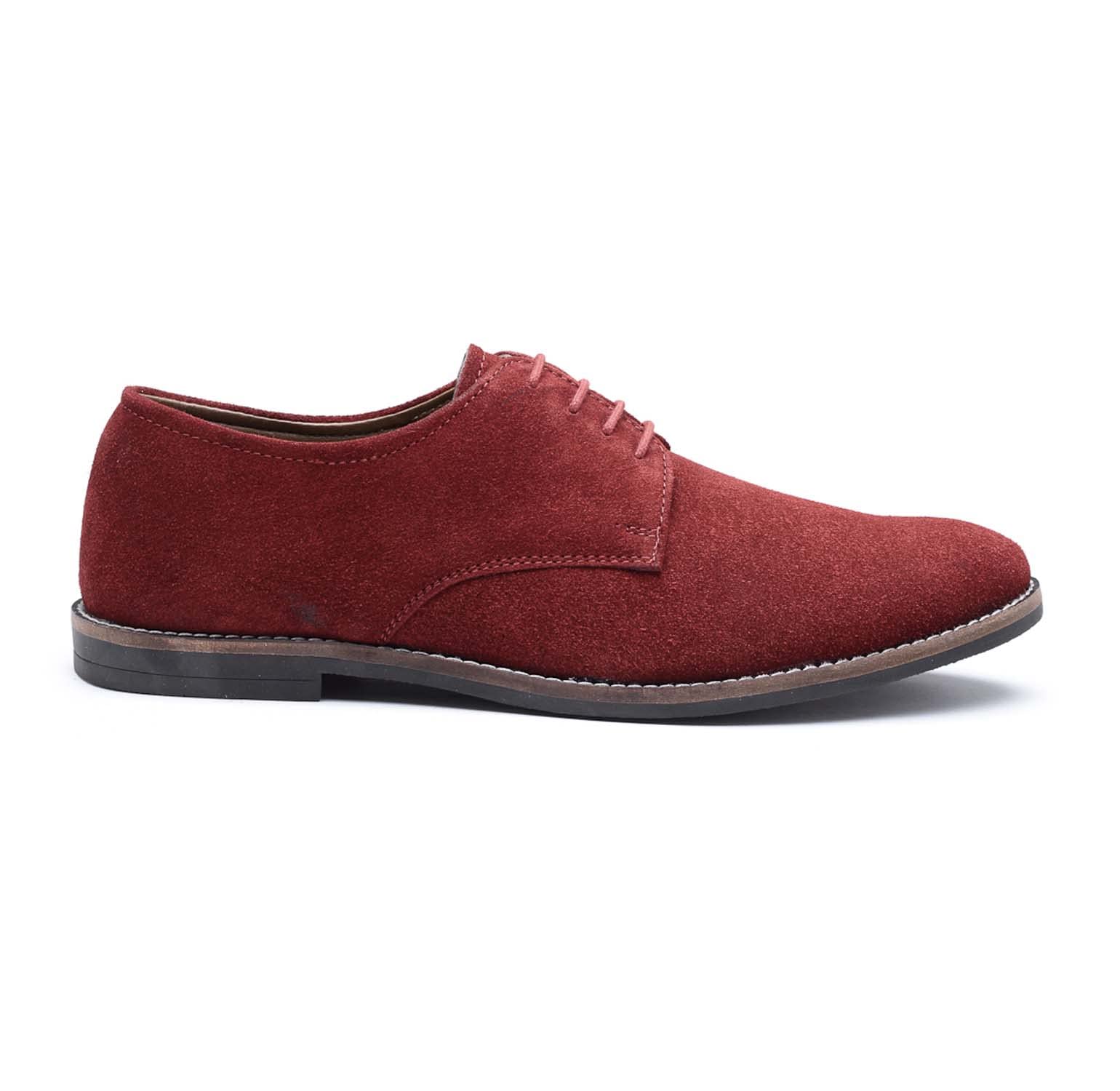 Men's Ferrari Red Italian Suede Leather Shoes Casual Handmade Plain Design Driving Penny Loafers (Size-7 UK) (SU-FR_GE)