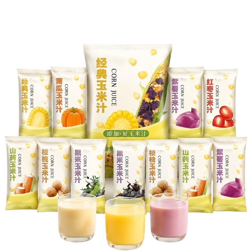 Confezione Mista Di Succo Mais A 7 Gusti, 35 G X 14 Buste For Frullatore E Macchina For Latte Soia, Ingredienti Facili Nutrienti For La Colazione, Pronti Da Frullare