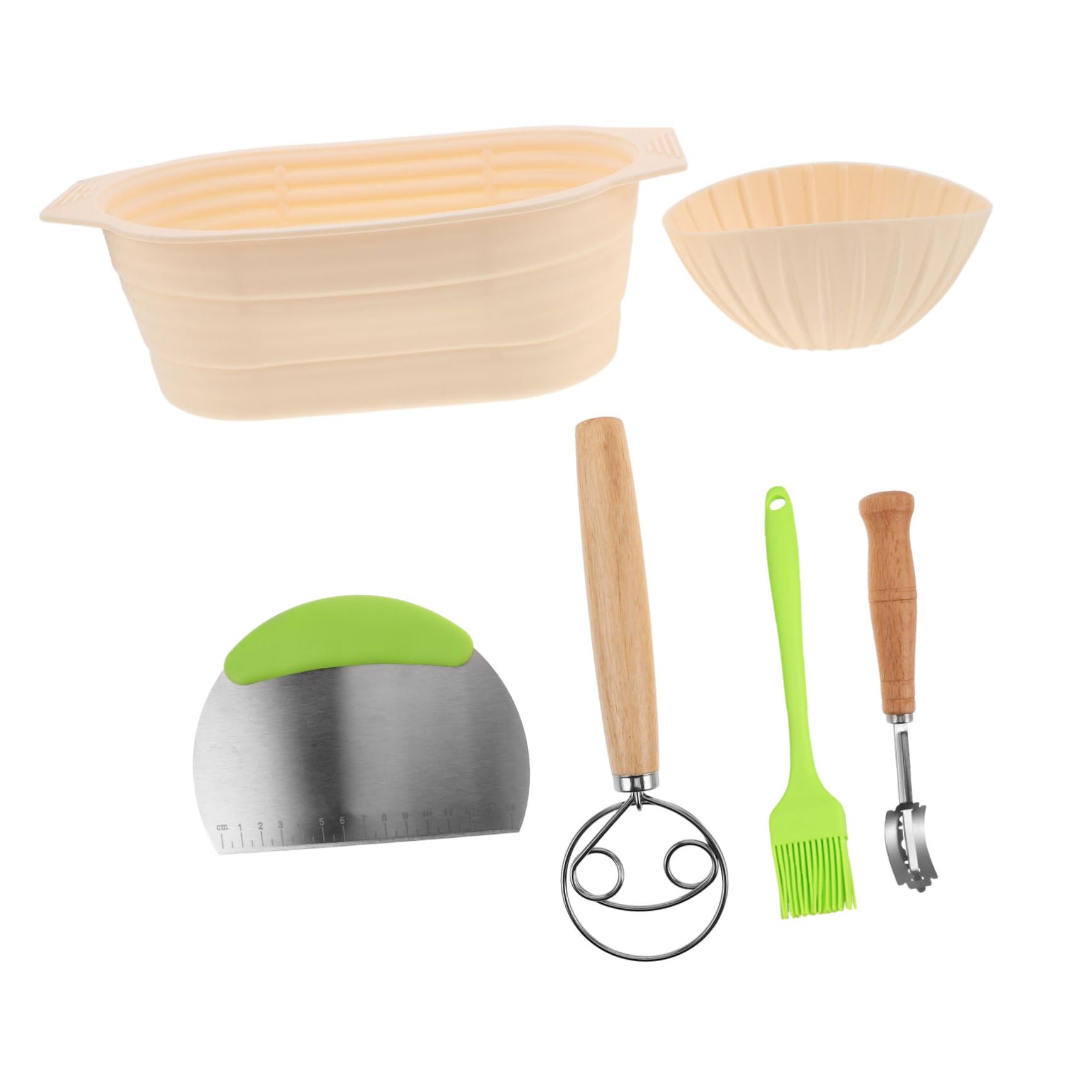 Juego de Accesorios para Hacer Pan Cesta Banneton Redonda de Silicona Antideslizante y Diseño Plegable para Fermentación y Horneado en Casa Gran Capacidad