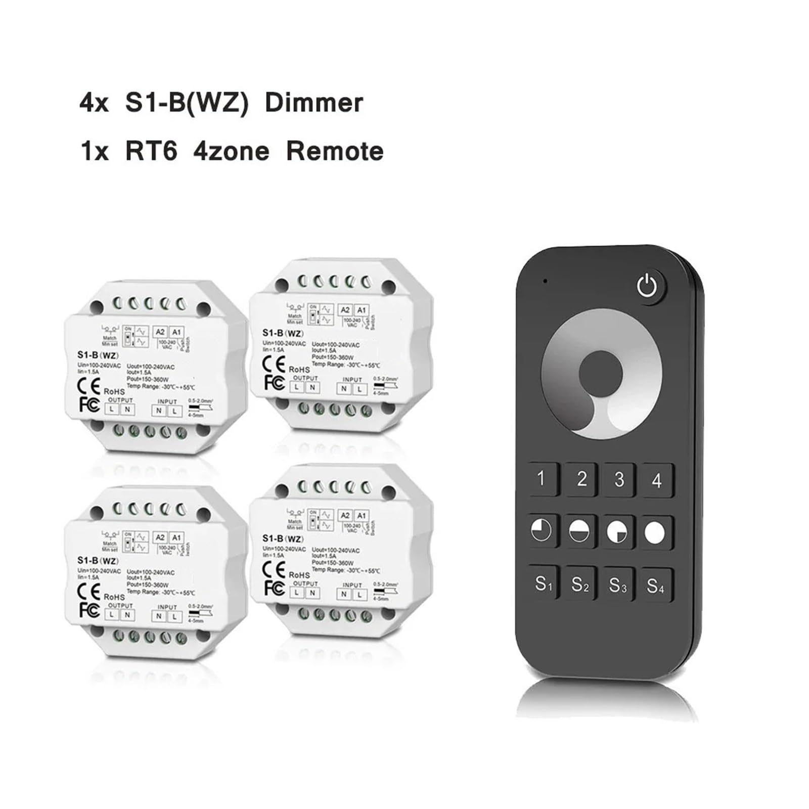Controlador atenuador LED AC tiristor atenuador 110V 220V 230V Controlador de luz LED interruptor de botón control de voz adecuado(4x S1B(WZ) and RT6)