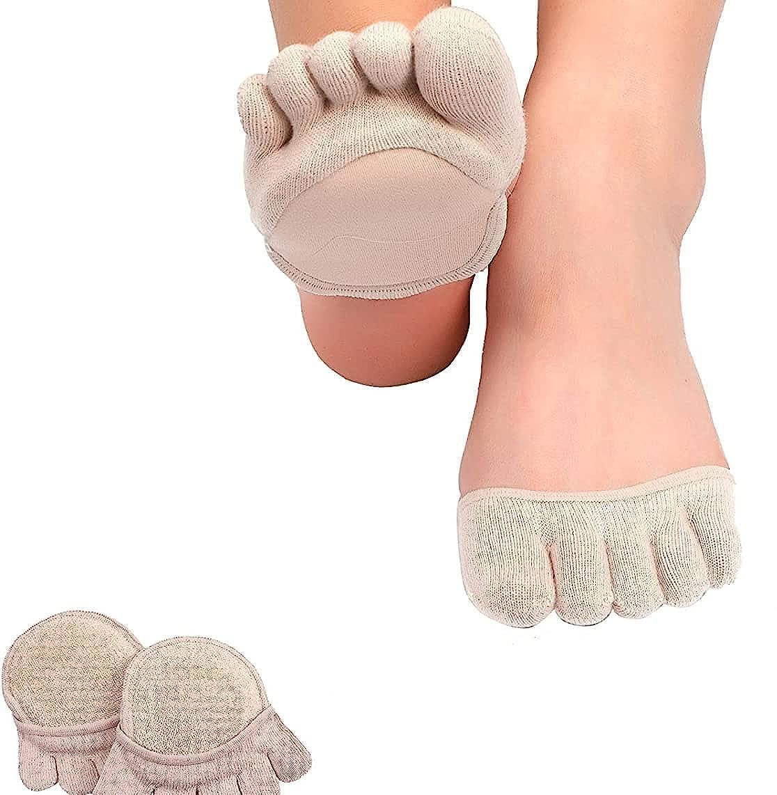 SKDBPM Toe Topper Socks No Show Liner Five Finger Half Non-Slip Invisible Separated Womens Cover for High Heels Sandals Flats Boots Beige_Color 1 PAIR (B0CPVFBF6N) Amazon Price History, Amazon Price Tracker