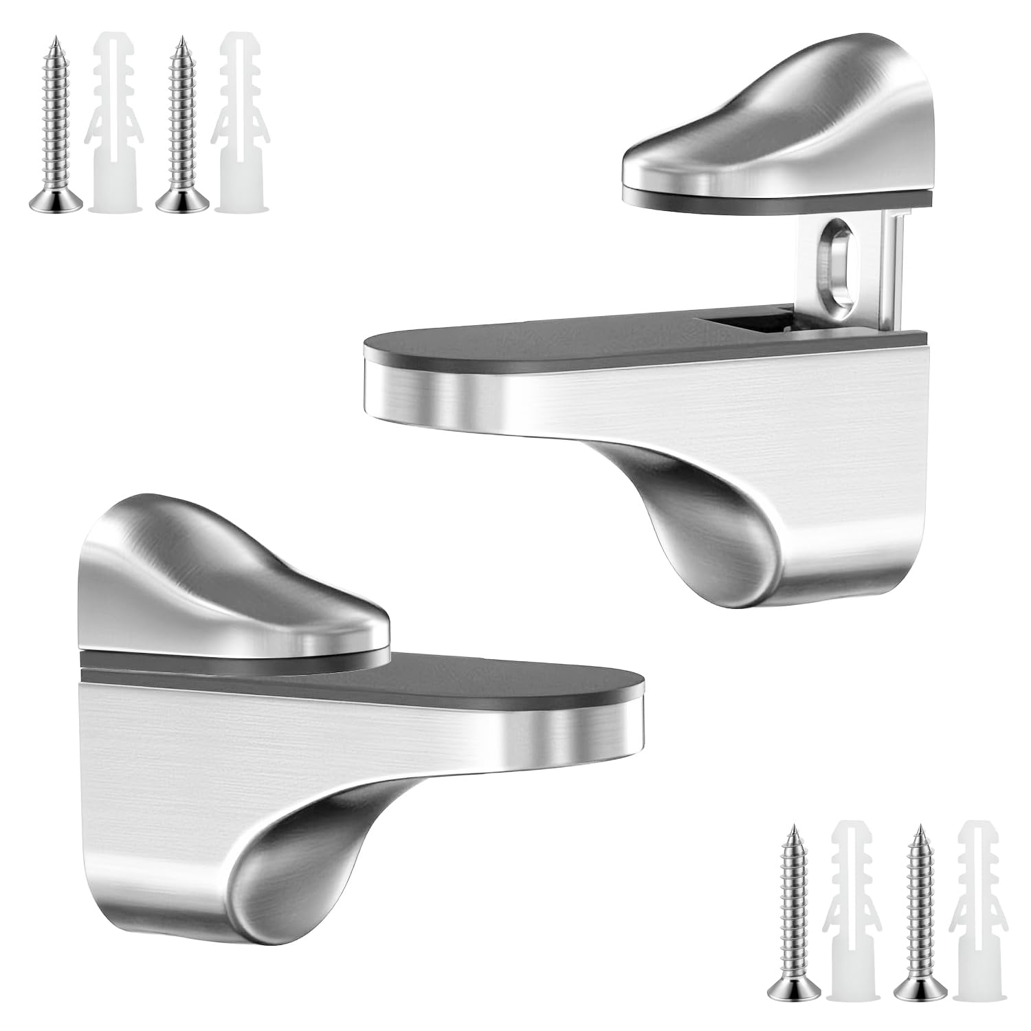 Ctyjia 2 PCS Adjustable Glass Shelf Brackets, Glass Clips, Zinc Alloy Glass Shelf Support, Glass Clamp Bracket