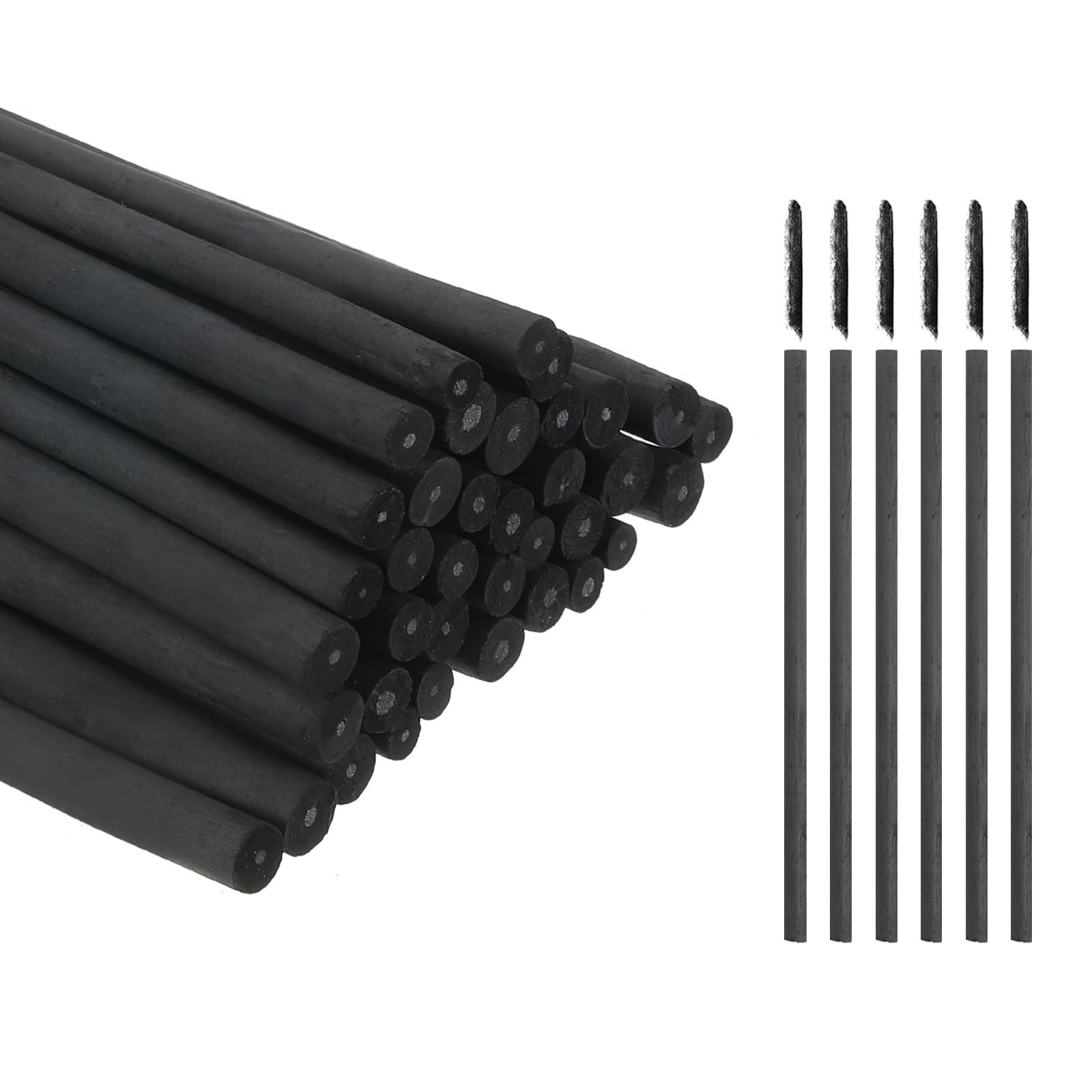 sourcing map Willow Charcoal Sticks, 2-4mm Willow Charcoal Pencils Soft Sketch Vine Art Supplies Set for Drawing Sketching Shading Painting Artists Beginners (Black, Pack of 50)