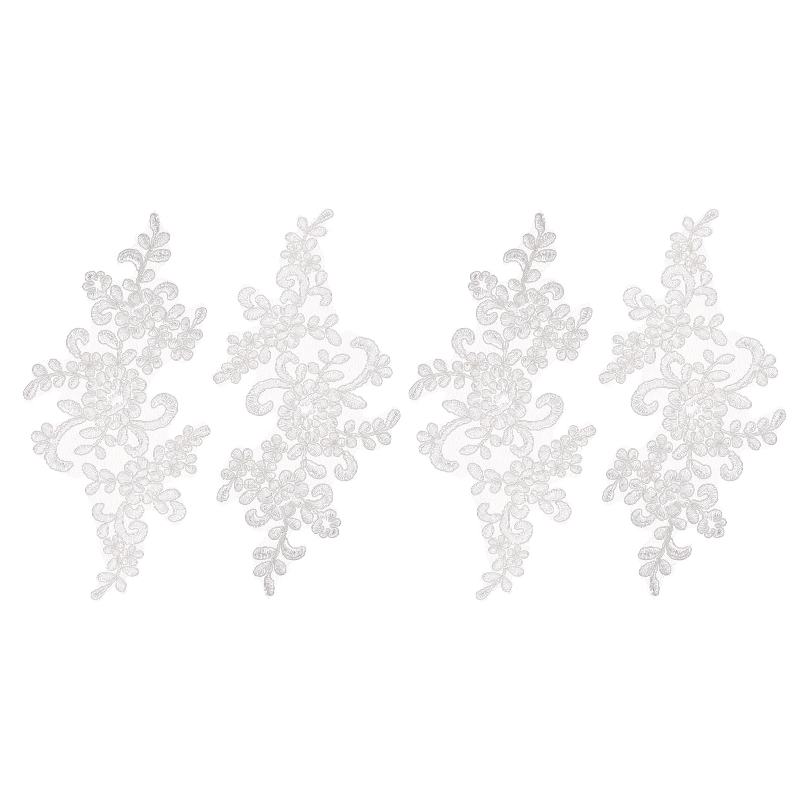 sourcing map 4 Pcs Flower Lace Appliques 3D Embroidery Lace Patch Sewing Addition Embellishments for Wedding Bridal Dress Clothes DIY Crafts Accessories Decoration, White (23cm) — image 1