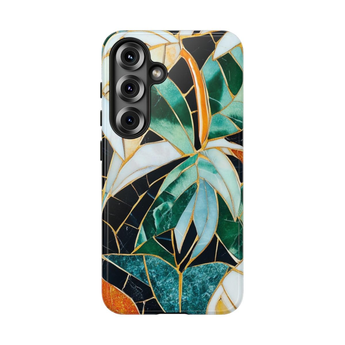 Art mosaïque feuille tropicale coque rigide premium Samsung S25