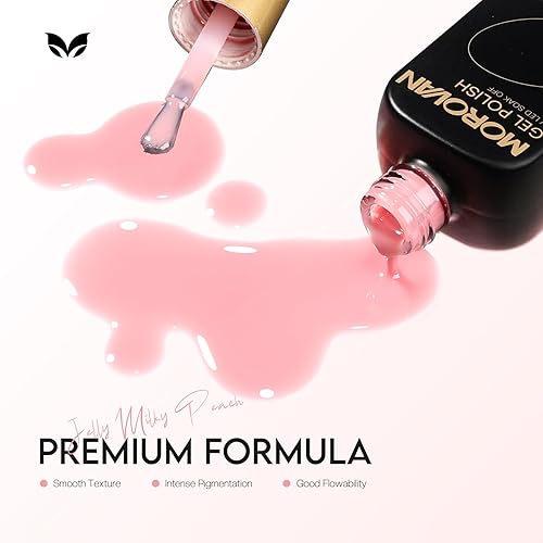 Miniatura 3 de Morovan Kit de esmalte de uñas de gelatina 6 colores transparentes con purpurina nude, rosa, tonos de piel de gelatina, juego de esmalte de uñas de