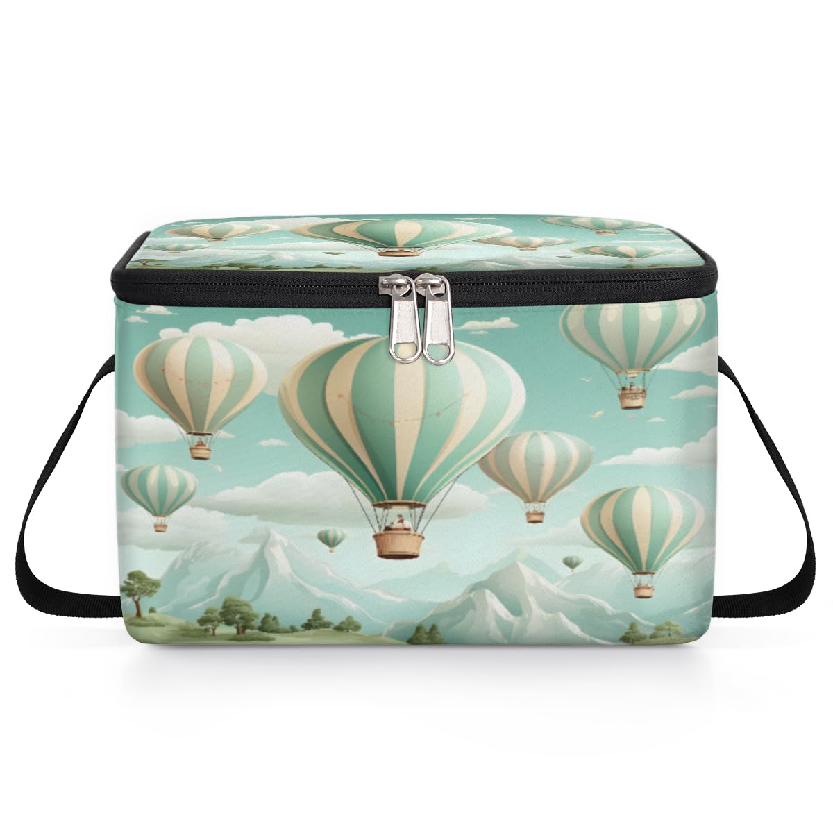 GzLeyigou Hot Air Balloons Lunch Bags for Women Men 9 Cans, Hot & Cold Food Delivery Bag Insulated Grocery Bag Insulated Lunch Box Cooler Bag for Office Work Picnic Beach