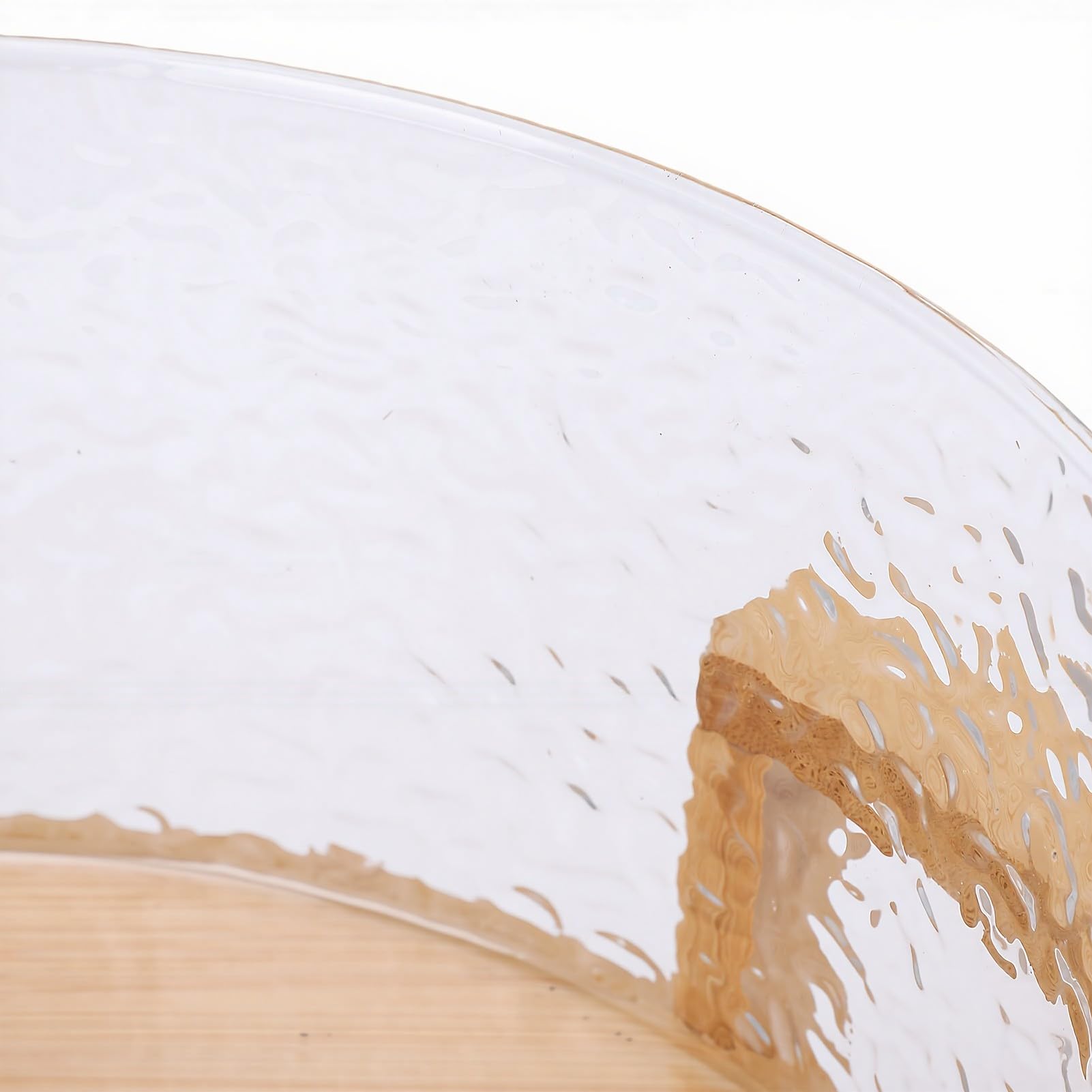 Fdit Ensaladera de Vidrio, Juego de Cuencos de Vidrio de Gran Capacidad de 4,3 L con Base de Madera y Tapa a Juego para Comidas Familiares, Fiestas, Postres de Frutas