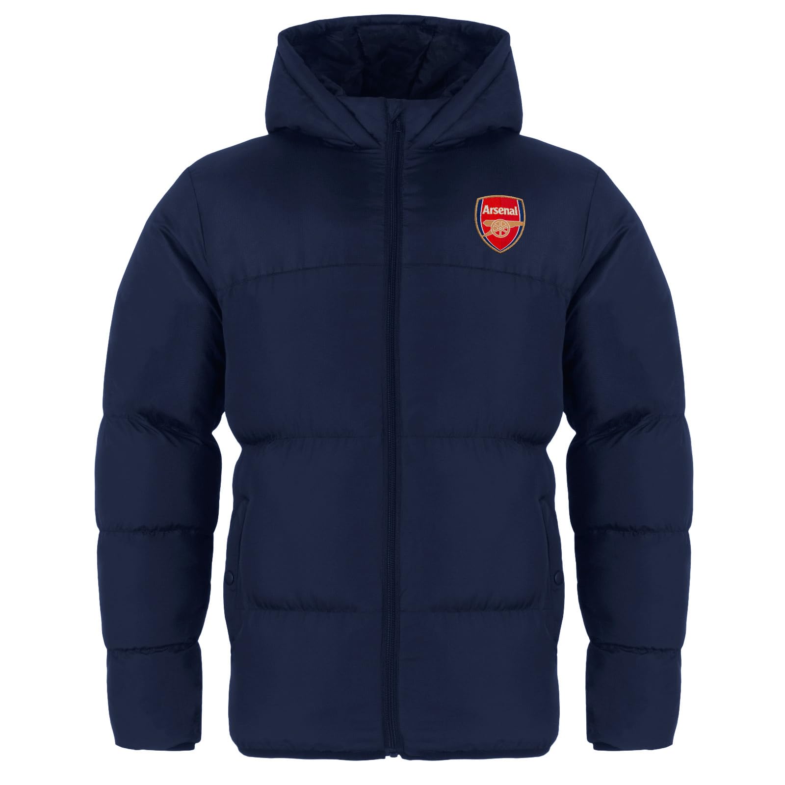 Arsenal F.C. Boys Quilted Jacket Hooded Winter Coat Official Gift Navy 8-9 Years