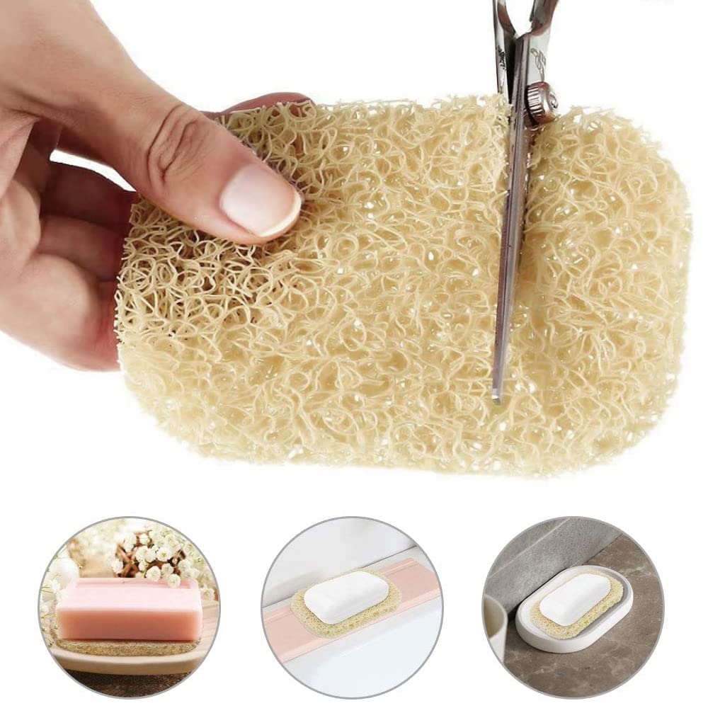 Voarge Naturalna gąbka Loofah, 8 x 13 cm, 10 sztuk, gąbka, mydelniczka, akcesoria do prysznica, łazienki, kuchni, blatu roboczego, beżowa