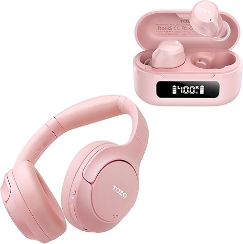 TOZO HT2 Auriculares híbridos con cancelación activa de ruido, auriculares inalámbricos Bluetooth sobre la oreja, NC9 híbridos con cancelación