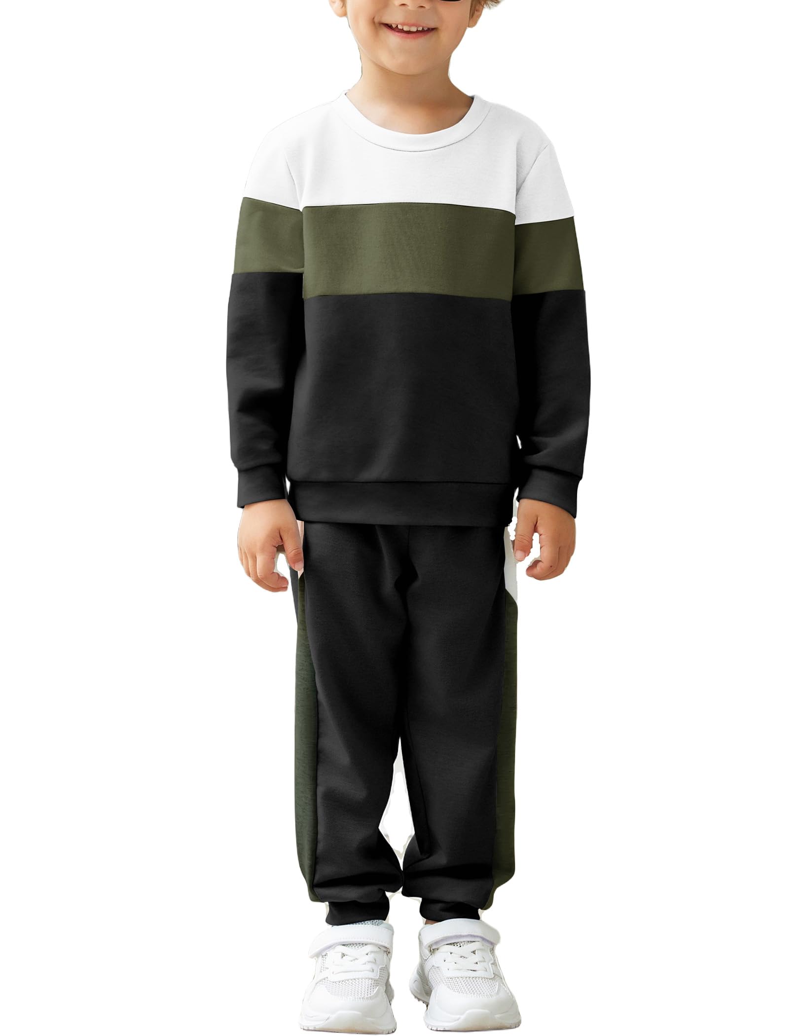 Arshiner Boys Clothes 2 Piece Pants Set Color Block Sweatsuits Fall Outfits