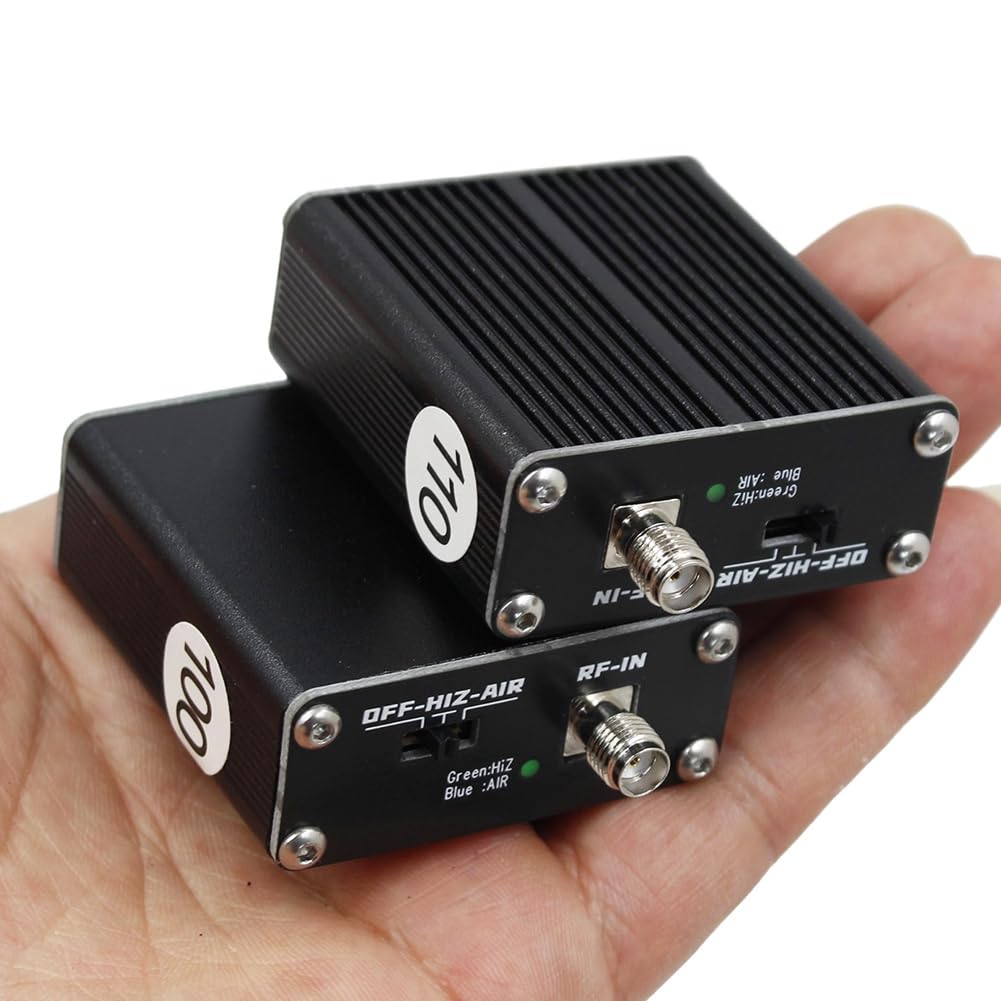 Geuxe 2-in-1 Air Frequency Converter Aviation Band Frequency Conversion to Short Wave Converter High Impedance Amplifier 100M, Black, 00712703A2