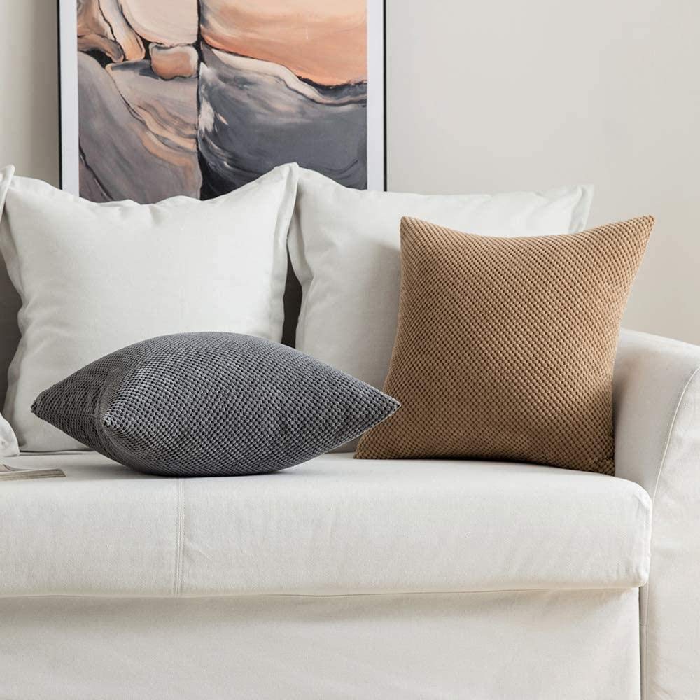 FY FIBER HOUSE 2 Federe Cuscino Quadrate 40x40 Cm - Velluto A Coste Cioccolato - Morbide Per Divano E Letto, Con Cerniera