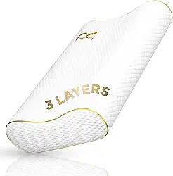 Royal Therapy Travesseiro de espuma viscoelástica de viagem, travesseiro de acampamento, travesseiro cervical para dor de pescoço, travesseiro de contorno, travesseiro para dor no pescoço e ombro,