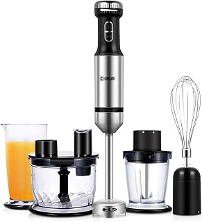 Blender ręczny 4 w 1, 800 W, 7 prędkości, blender ręczny ze stali nierdzewnej 304, zlewka do mieszania 700 ml, robot kuchenny, trzepaczka, bez BPA, czarny
