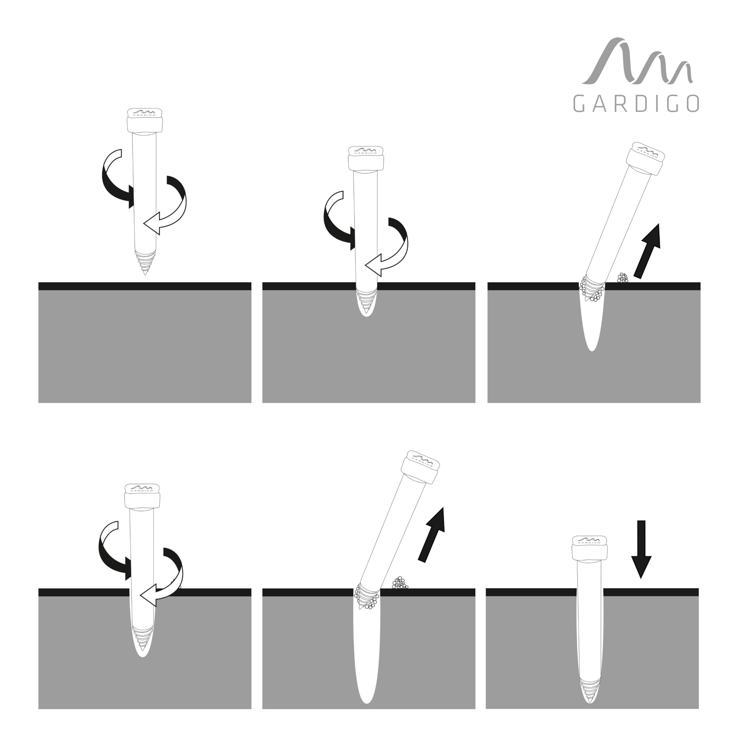 Gardigo® Repellente per Talpe e Formiche Deluxe Set di 4 Dissuasore Talpe | con Aiuto per la Perforatura | Repellente per Formiche e Talpe per il Giardino | Anti Talpa | 400-500 Hz