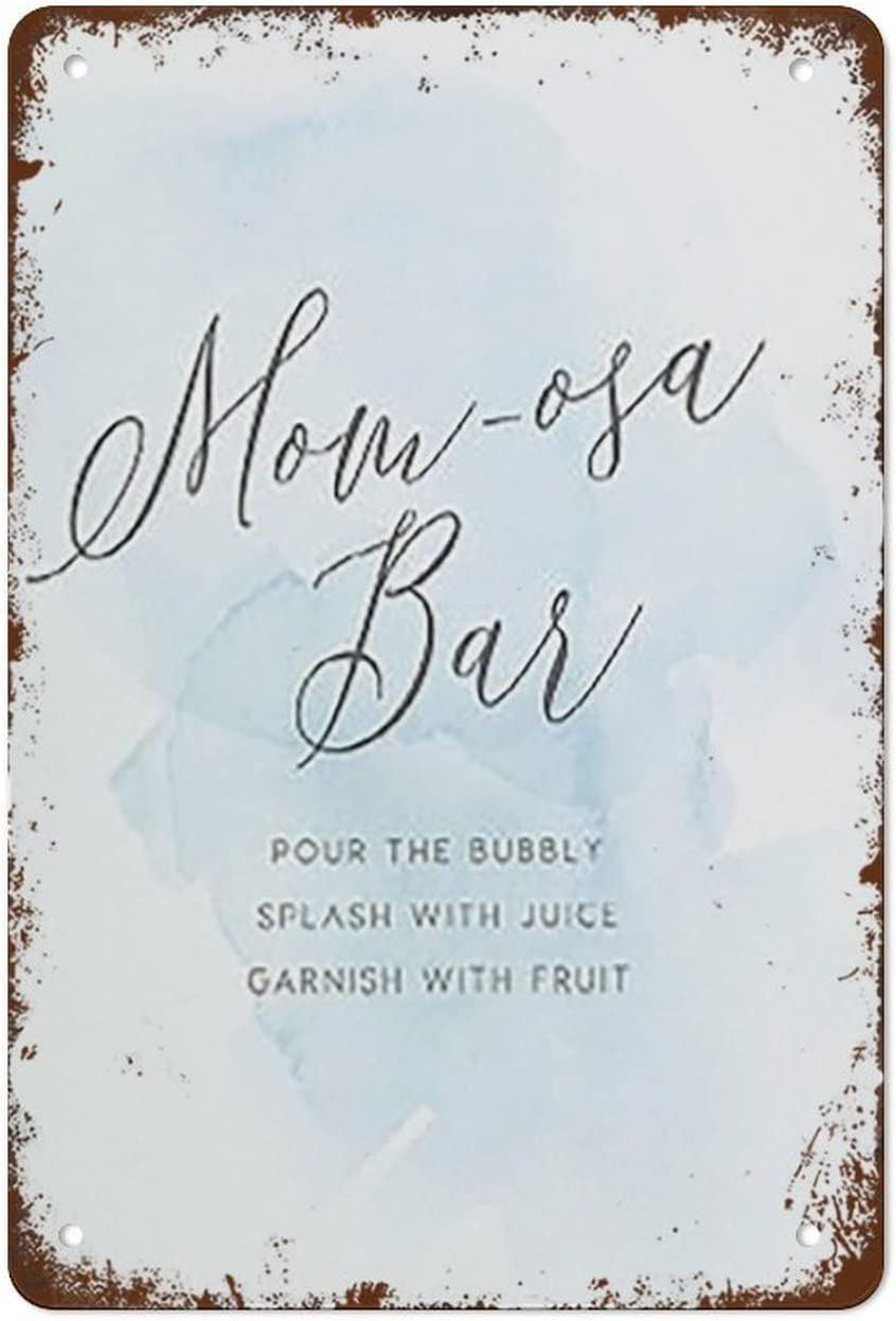 Mother's Day Mom osa Bar Sign Instant Download Templett Baby Shower Sign Editable Mimosa Sign Bridal Shower E Retro Nostalgic Metal Tin Sign8x12 Inch