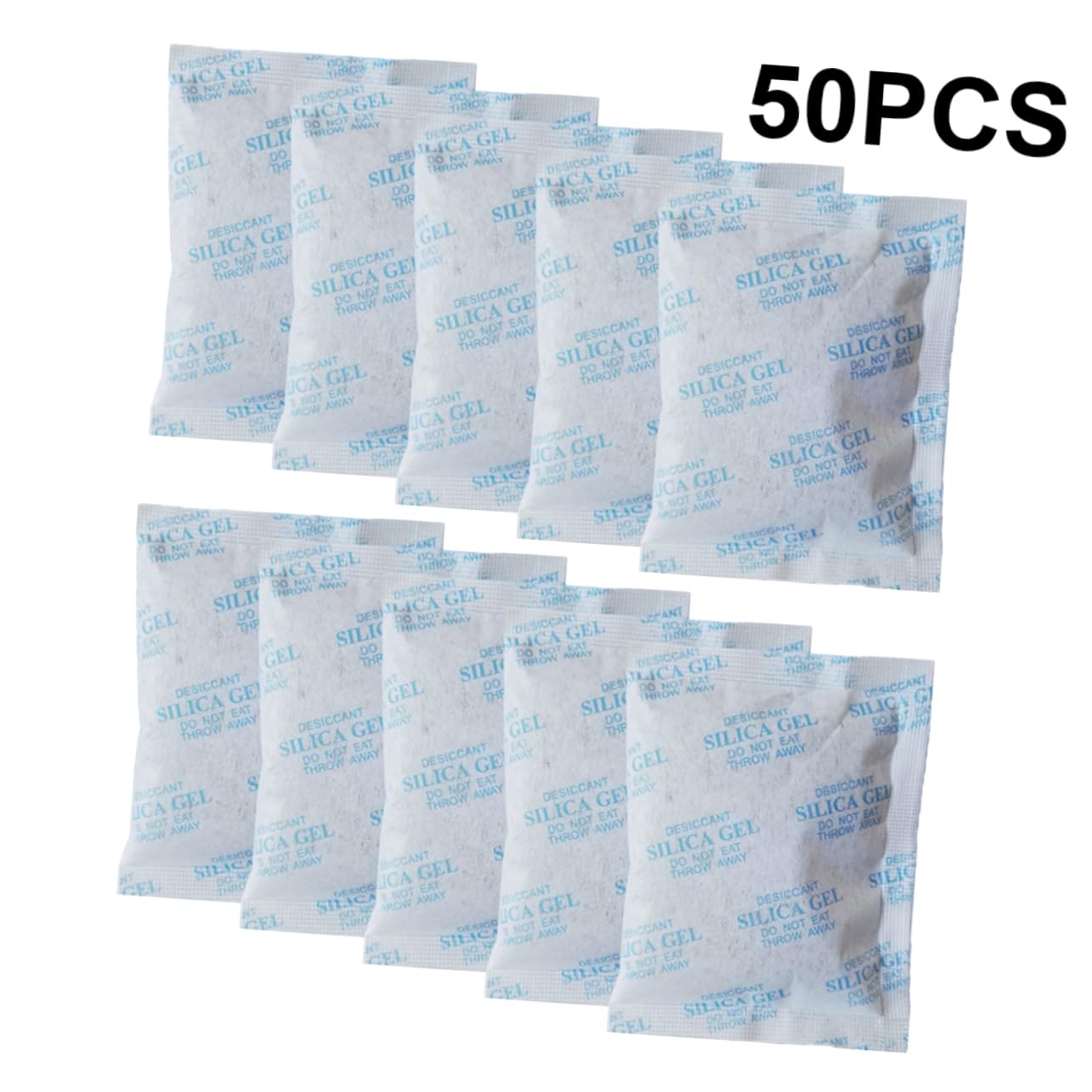 Lot de 50 Sachets Déshydratants en Tissu Non Tissé 50g Gel de Silice pour Élimination D'humidité et Prévention Rouille Armoire et Tiroir