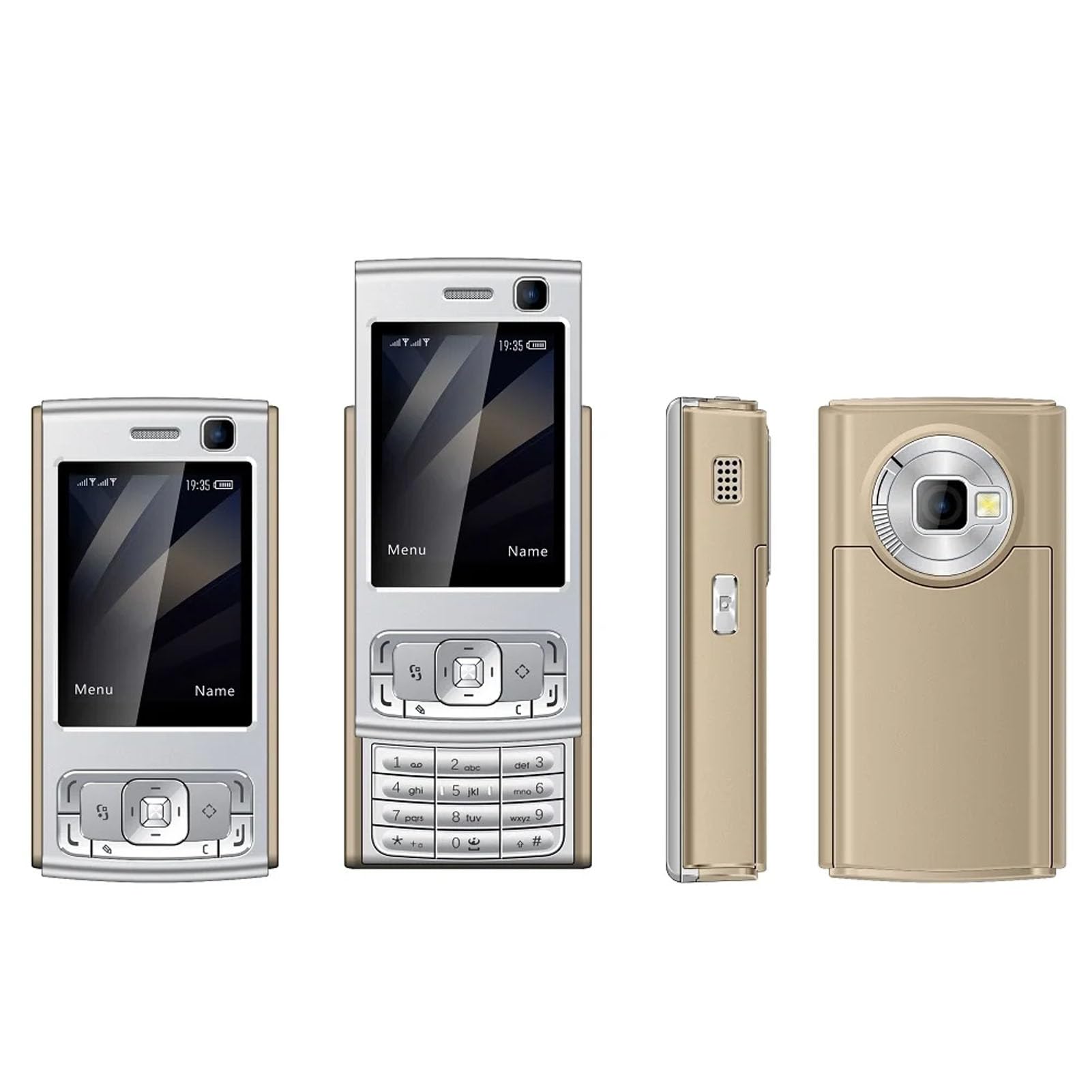 Unlocked Slider Phone, 2G GSM Mobile Phone with 2.0" HD Display, Dual SIM, Loud Speaker, MP3/MP4 Player, for Senior User (Gold)