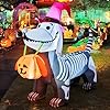 GOOSH 5.5 FT Halloween Inflatables Outdoor Decorations Skeleton Puppy Inflatable Yard Decoration with Build-in LEDs Blow Up Pumpkin for Halloween Party Indoor Outdoor Yard Garden
