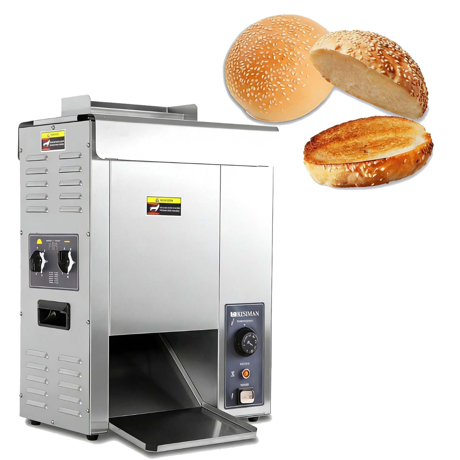 2000w W Pełni Automatyczna Maszyna Do Podgrzewania Hamburgerów, Pionowy Opiekacz Do Bułek, 1500 Kromek/Godzinę, Stal Nierdzewna Spożywcza, Do Food Trucków Małych Kawiarni