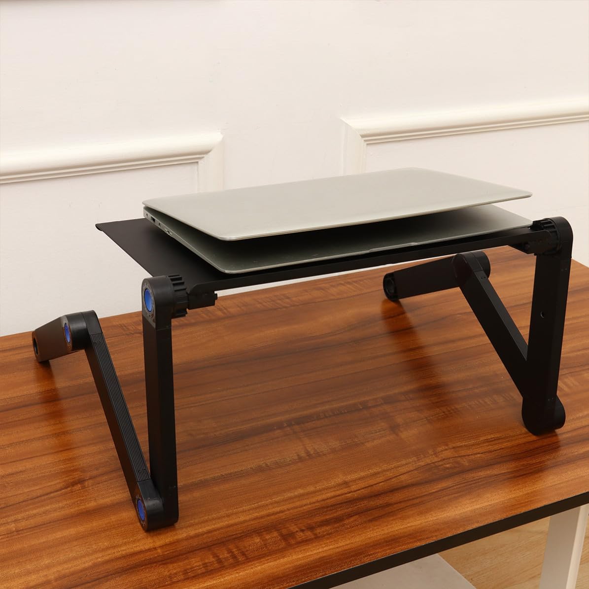 OUNONA Regulowany Stolik pod Laptopa Do z Podwójnym Wentylatorem i Podstawką Mysz Aluminiowy Przenośny Stolik Chłodzący Do Łóżka i Biurka